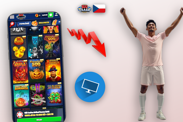 Bigclash Casino aplikace na dvou telefonech – lobby i živé sázky přehledně