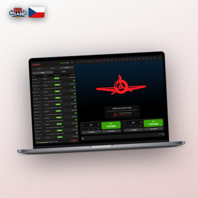 Barevná lišta s historií násobitelů posledních kol Aviator hry v Bigclash Casino