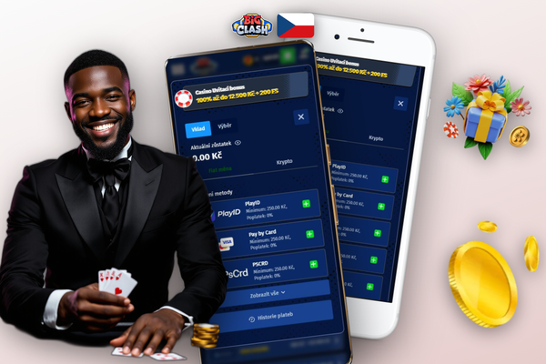 Infografika srovnávající platební metody vkladu – karty, e-peněženky, převod a krypto v Bigclash Casino