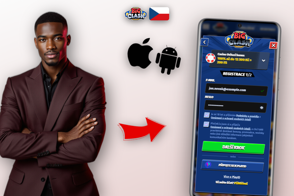 Mobilní telefon s SMS ověřovacím kódem pro registraci v Bigclash Casino